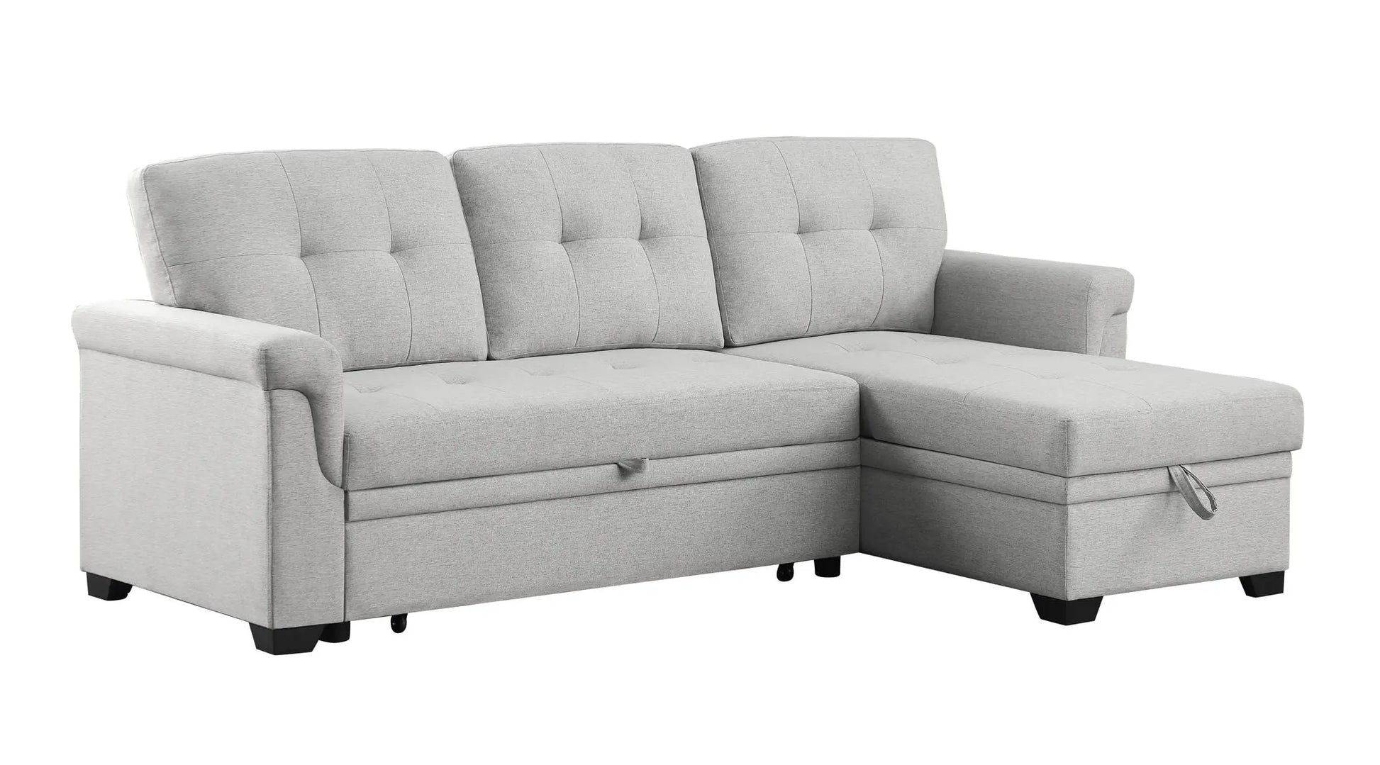 Destiny - Linen Reversible Sleeper Sectional Sofa With Storage Chaise Lilola Home