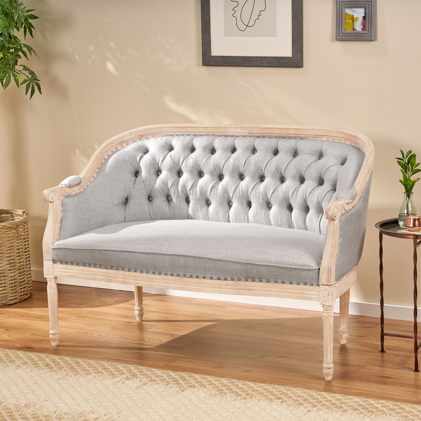 French Country Chesterfield Style Tufted Loveseat Noble House