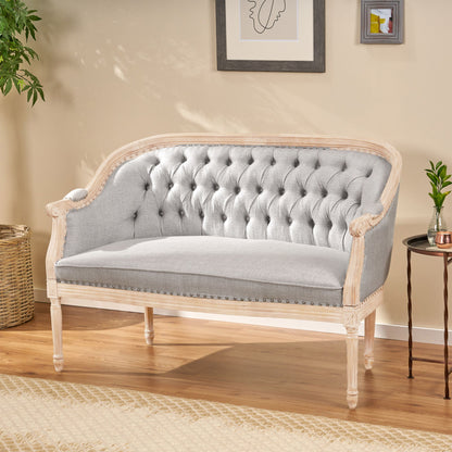 French Country Chesterfield Style Tufted Loveseat Noble House