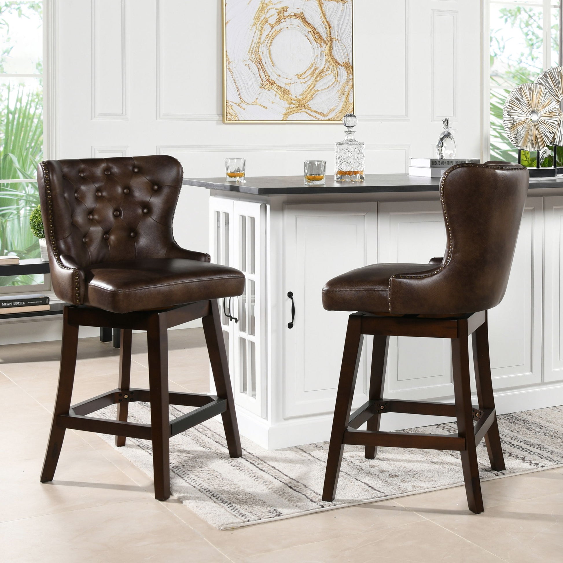Holmes - Tufted High Back 360 Swivel Counter Height Barstool Jennifer Taylor Home