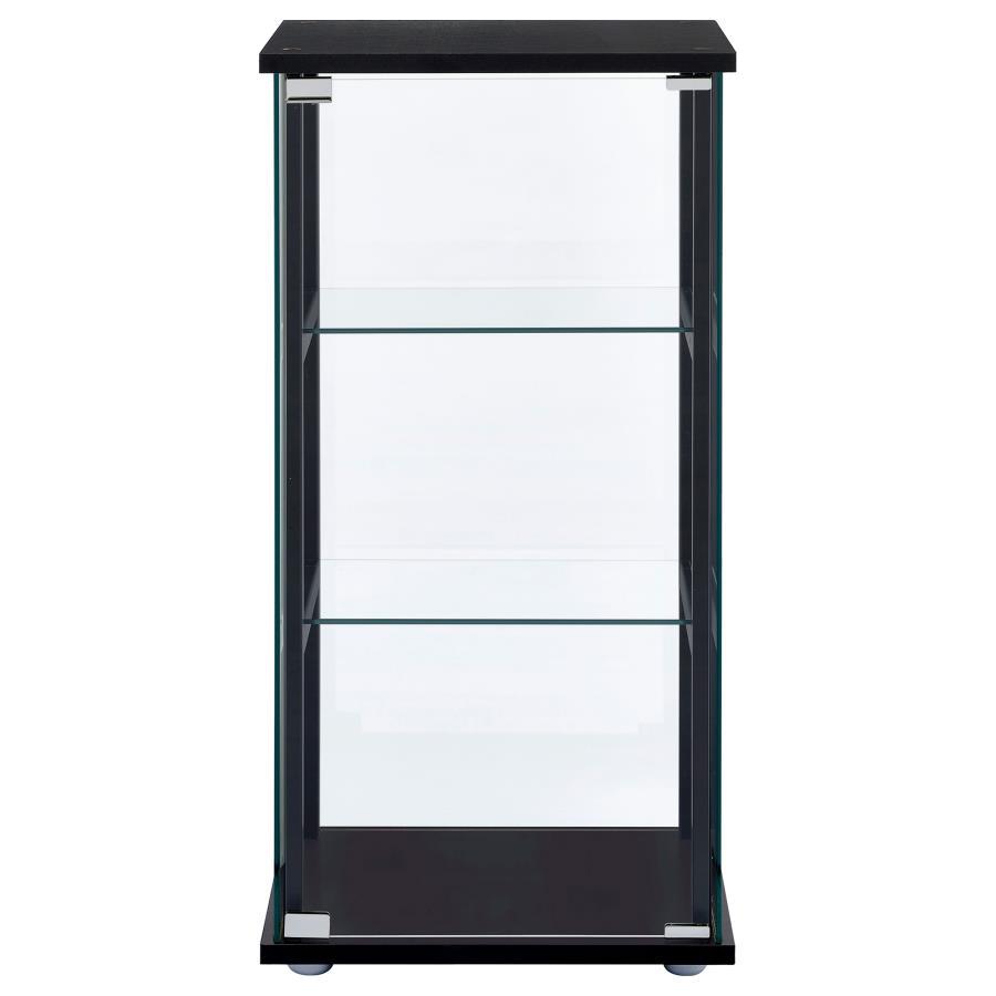 Cyclamen - 3-Shelf Clear Glass Curio Display Cabinet - Black CoasterEveryday