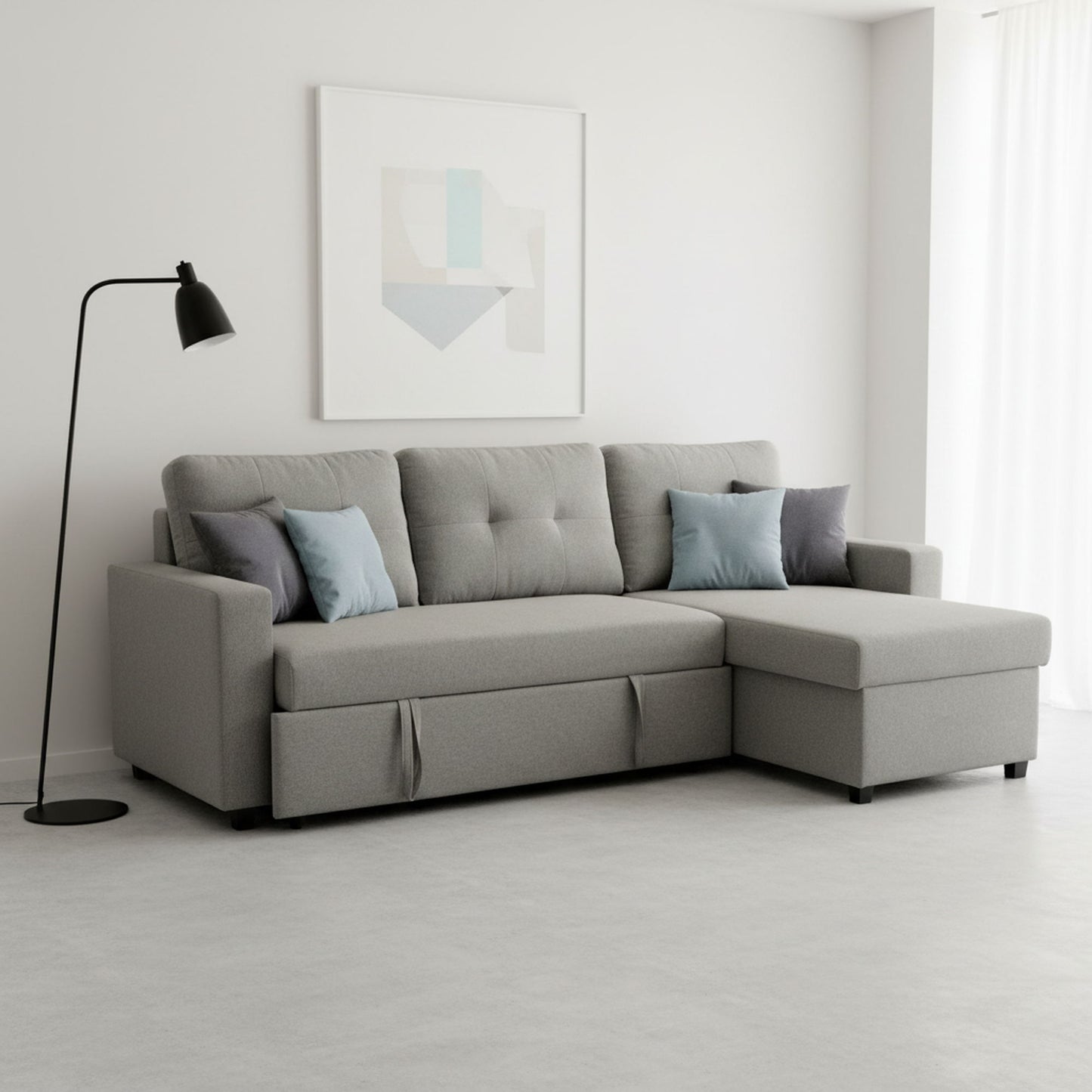 Convertible L Shaped Sectional Sleeper Sofa Bed, Saving Pull Out Couch US Pride