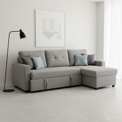 Convertible L Shaped Sectional Sleeper Sofa Bed, Saving Pull Out Couch US Pride