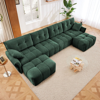 Sofa Set With Ottoman And Pillows, Textured, High Resilience Cushions Home Essentials