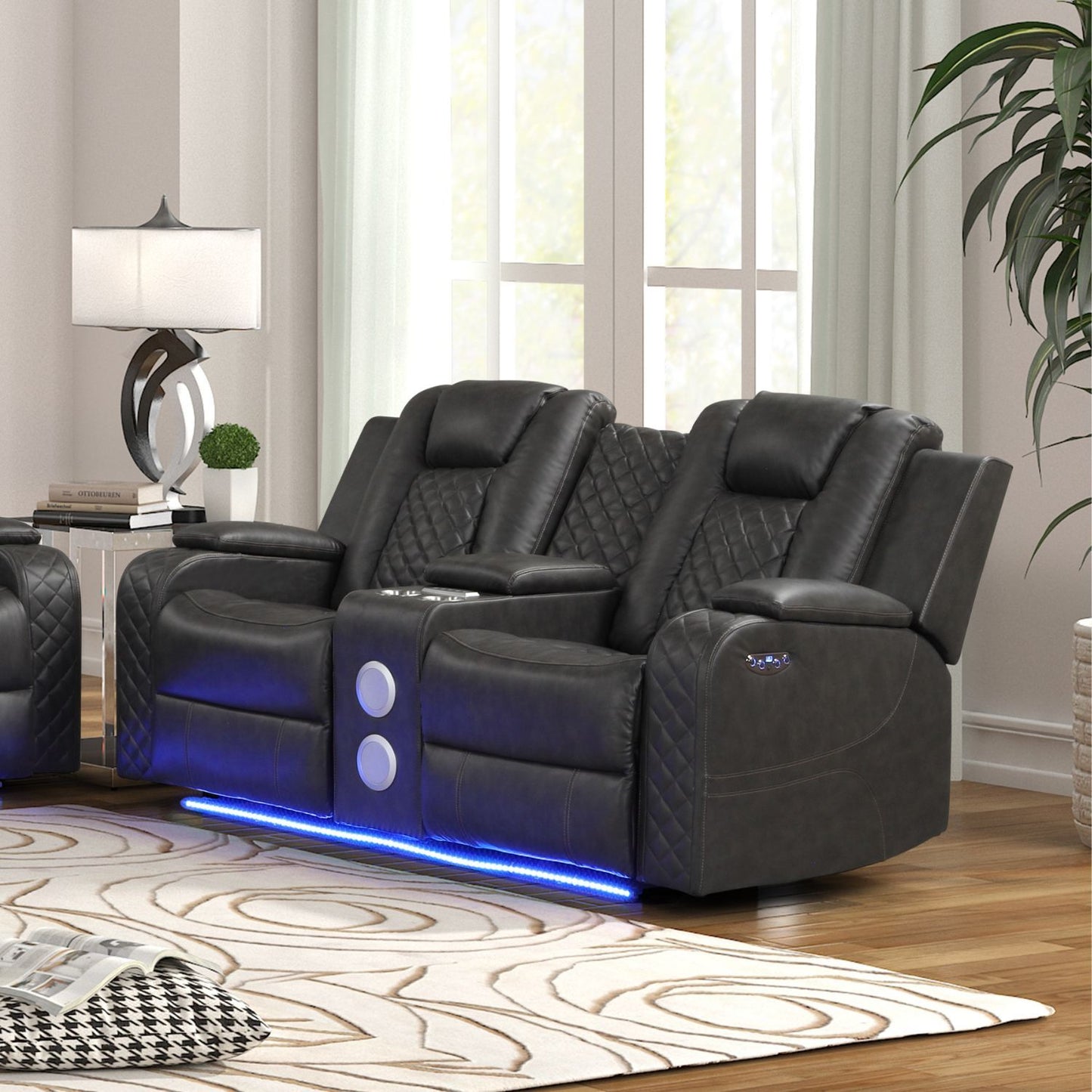 Benz - Power Reclining Loveseat With LED Lighting And Built In USB Matrix Furniture Group