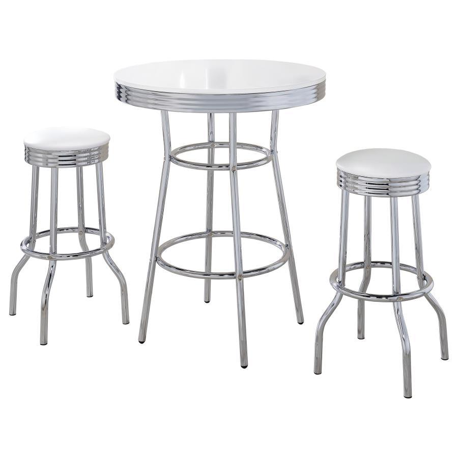 Retro - 3 Pieces Round 1950s Bistro Pub Bar Table Set Coaster Fine Furniture