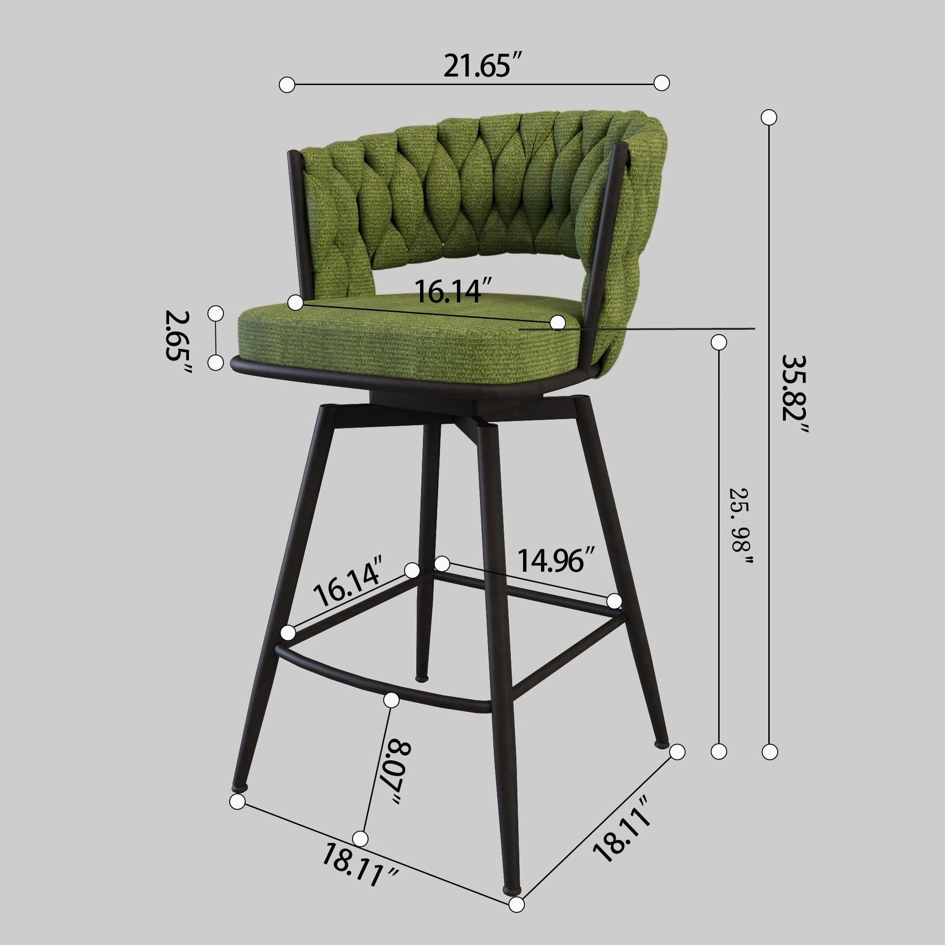 Bar Stool 360 Swivel With Back Footrest Home Essentials