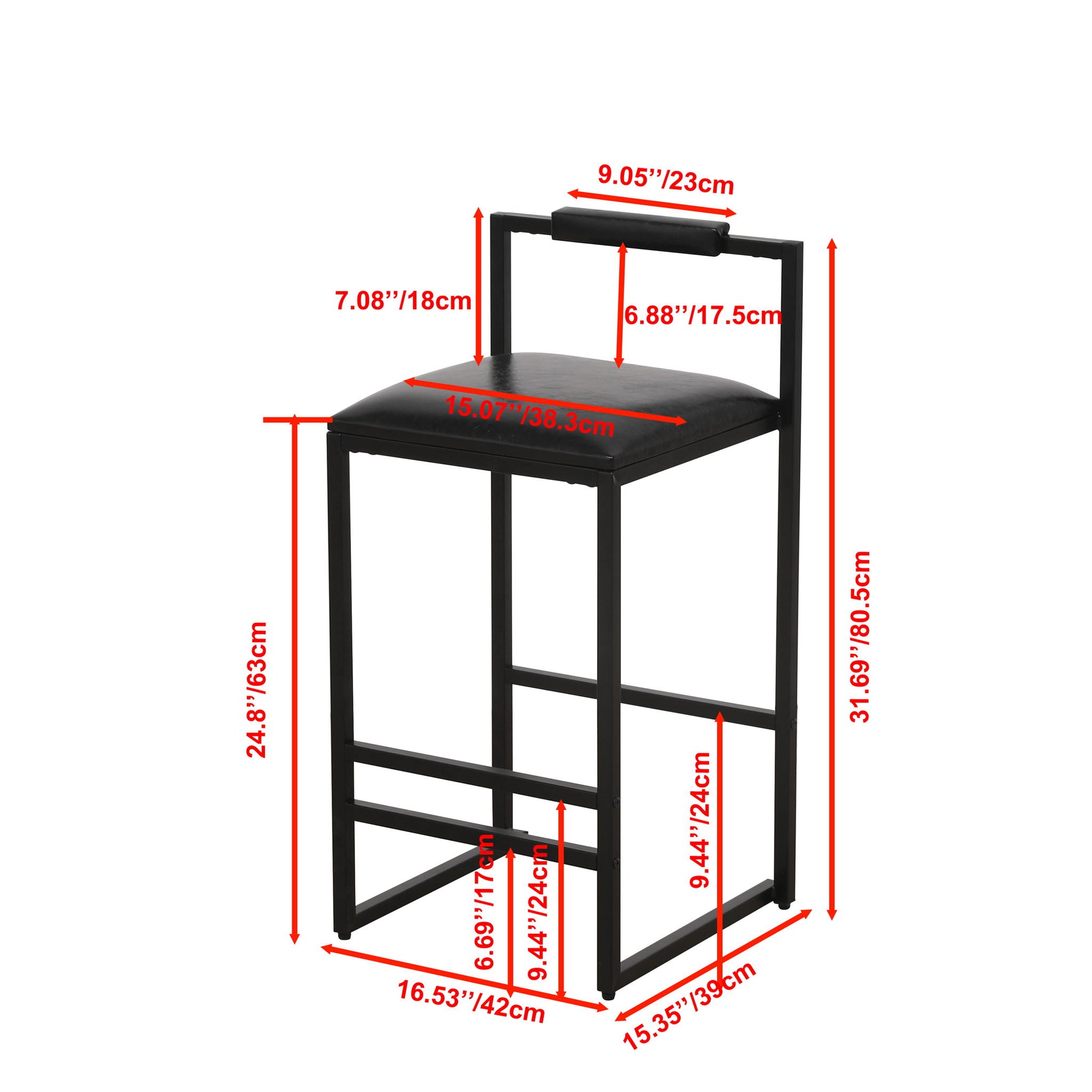 Elegant Bar Stool Set With Backrest And Footrest, Counter Height (Set of 2) Home Essentials
