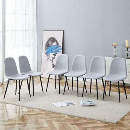 Modern Medieval Style Cushioned Side Chairs Set With Black Metal Legs For Kitchens Home Essentials