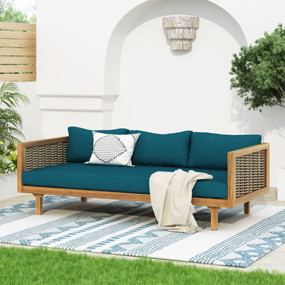 Claremont - 3 Seater Daybed Teak Acacia Wood Water Resistant Cushions Noble House