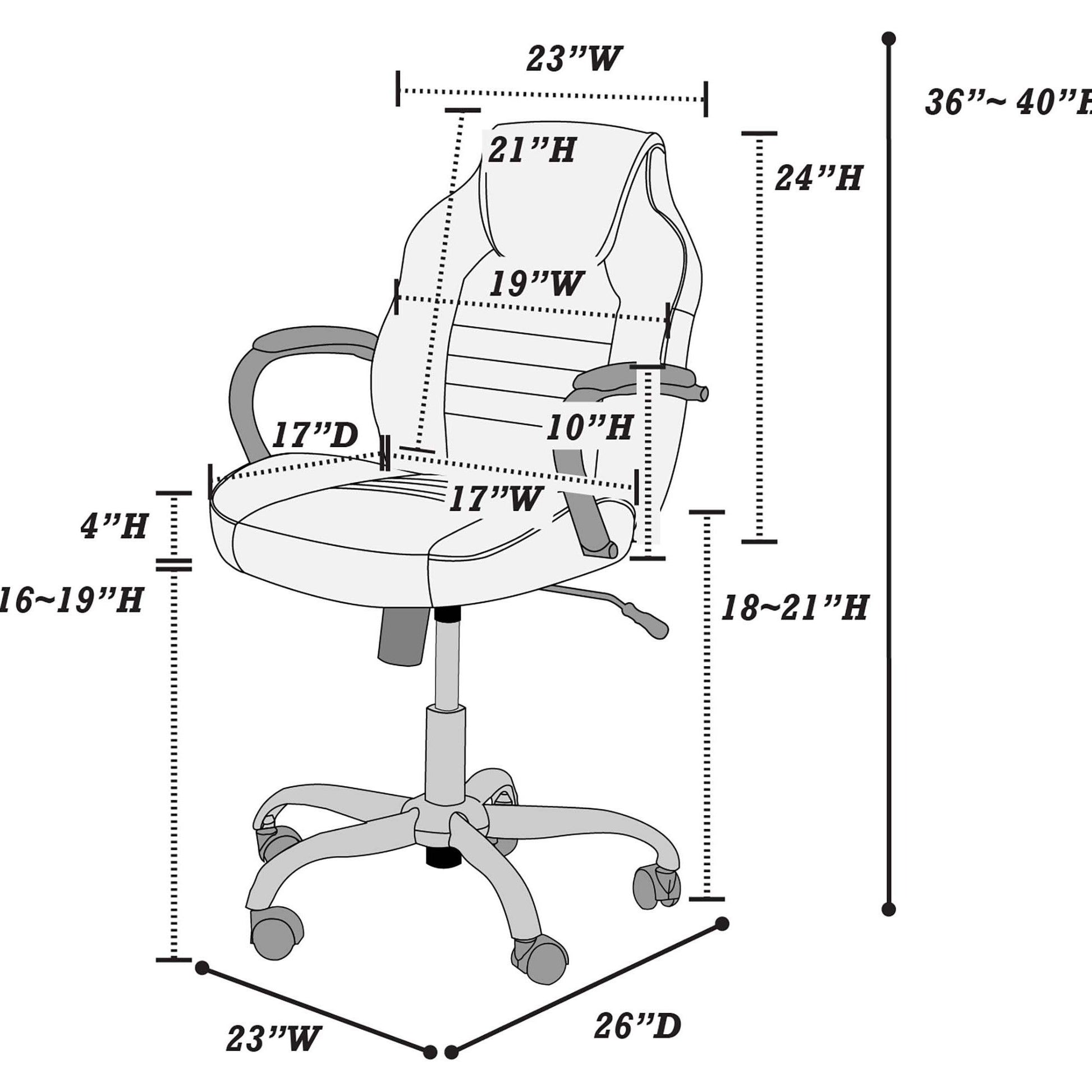 Gaming And Office Chair With Padded Arms, Adjustable Height Home Essentials