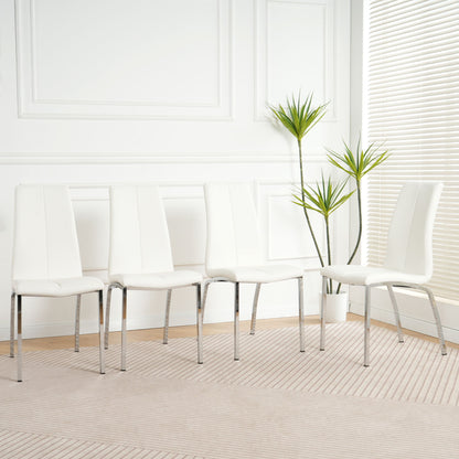 Modern Upholstered Dining Chair (Set of 4) With Electroplated Metal Legs - White Home Essentials
