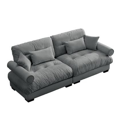 Modern Oversize Sofa With Cloud Like Comfort, Featuring Waist And Throw Pillows Home Essentials