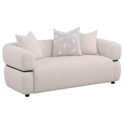 Ramsay - Round Arm Loveseat - Beige Furniture Max