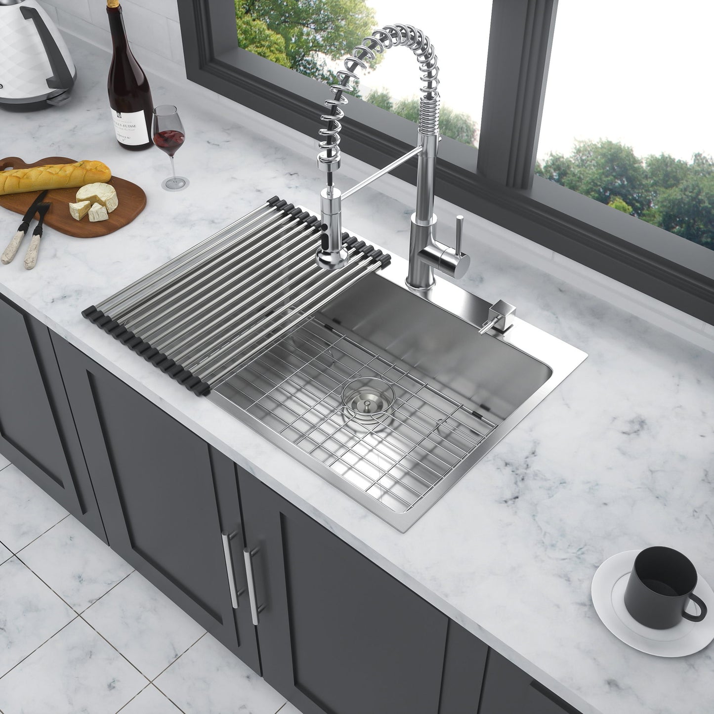 Drop In Kitchen Sink, 16 Gauge Stainless Steel, Single Bowl, Topmount Basin Daily Nest