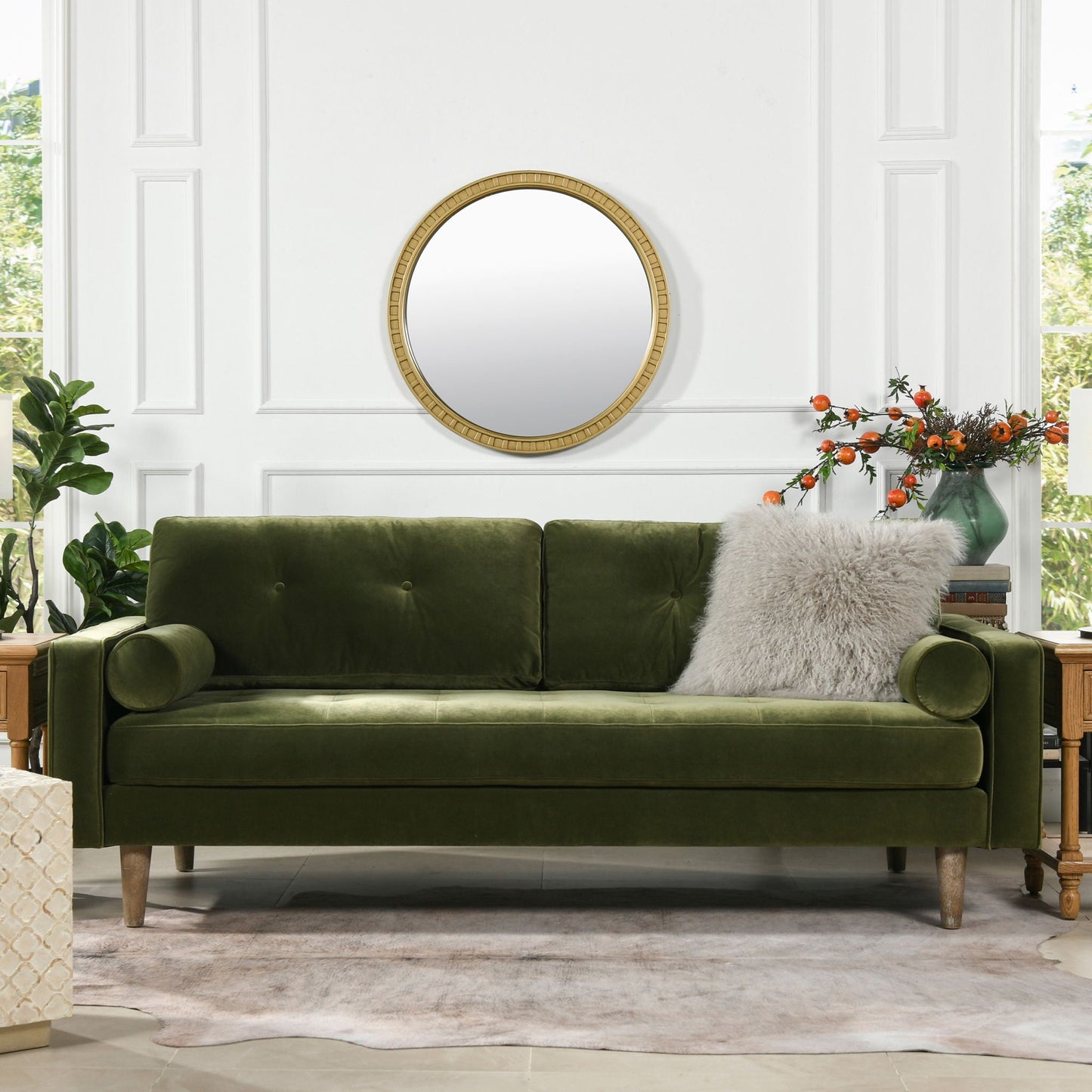 Nicholas - Mid-Century Modern Sofa - Olive Green Jennifer Taylor Home