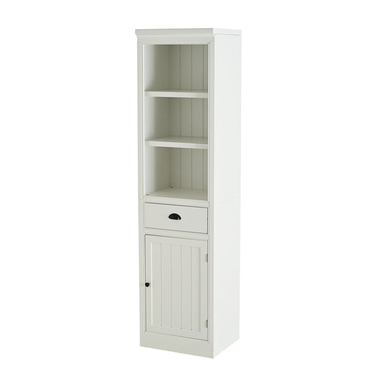 Retro Style 75'' Tall Display Shelf With Cabinet For Hallways Living Room Kitchen - White Hearth and Haven