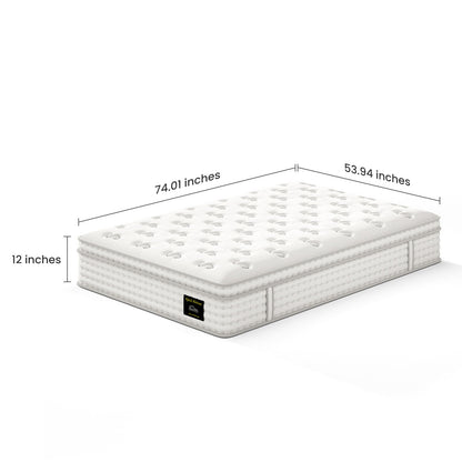 12'' Hybrid Mattress, Memory Foam & Pocket Springs For Pressure Relief Somnus Mattress USA