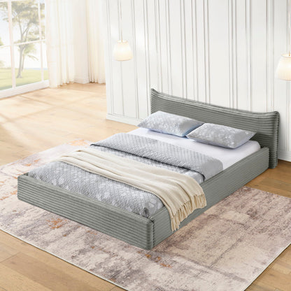 Modern Upholstered Bed Frame With Curved Headboard Home Essentials