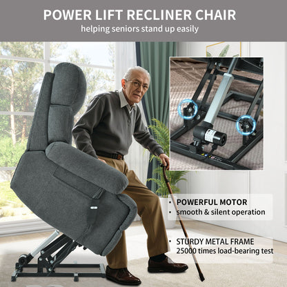 Oversized Power Lift Recliner Chai With Remote Control, Side Pocket, Spacious Seat Home Essentials