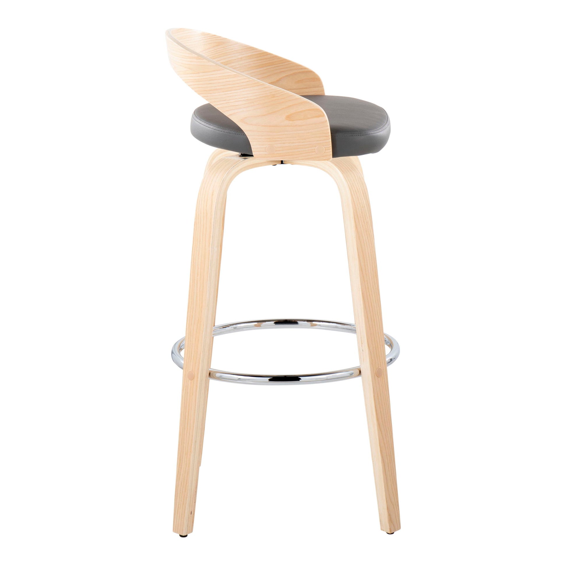 Grotto - Contemporary Fixed-Height Barstool With Swivel With Round Footrest (Set of 2) Lumi Source