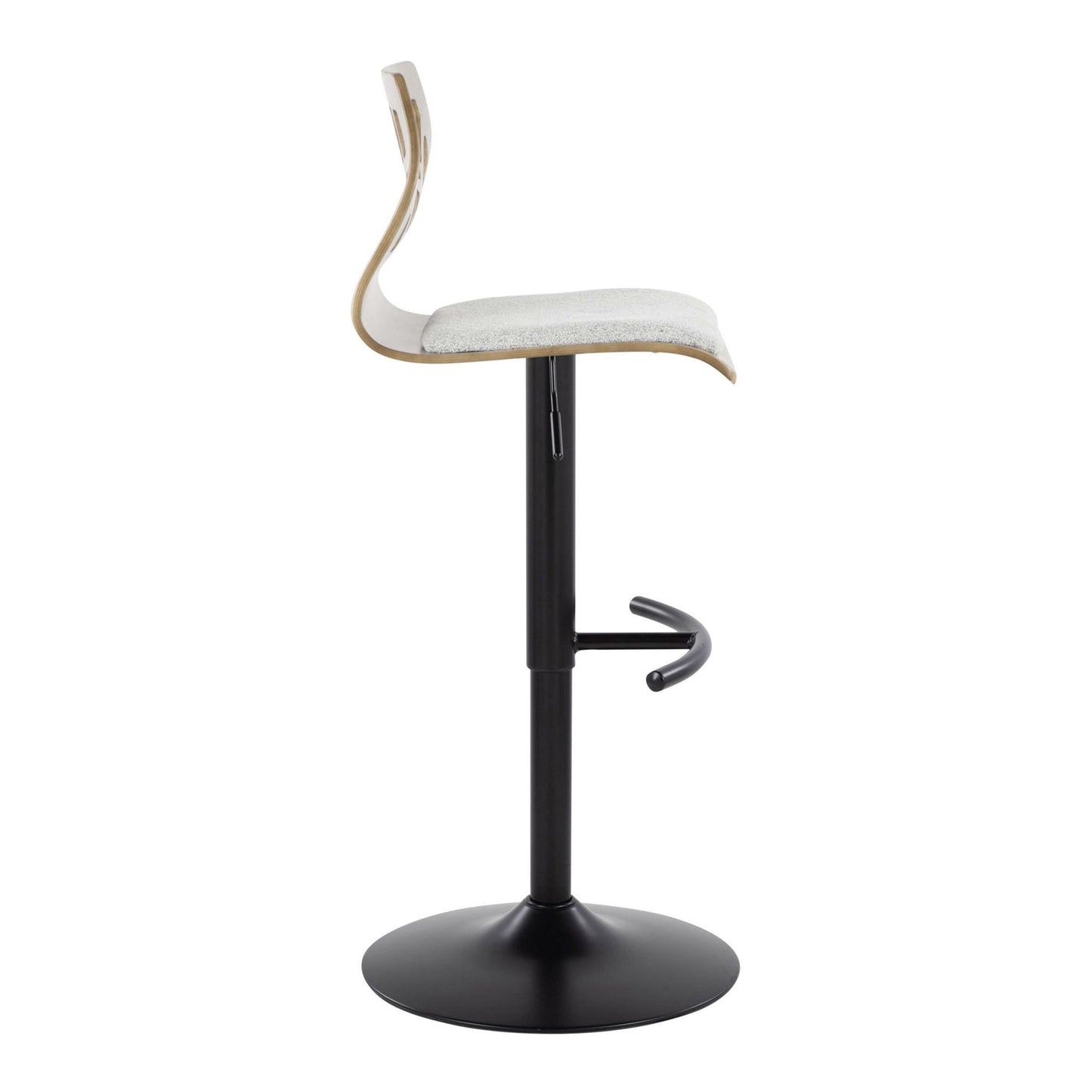 Folia - Contemporary Adjustable Barstool With Swivel With Rounded T Footrest (Set of 2) Lumi Source