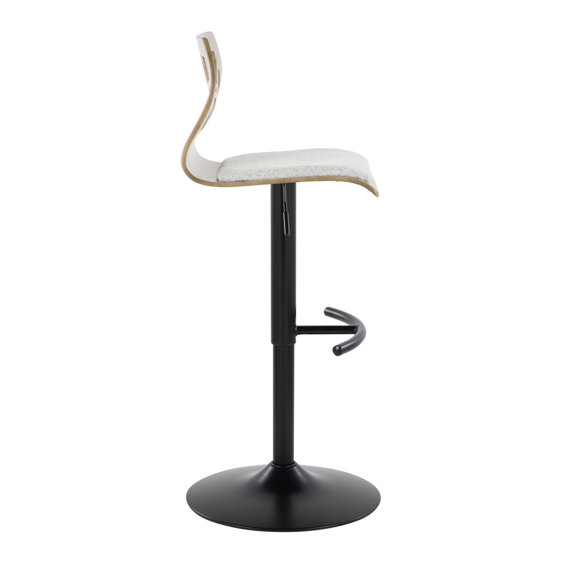 Folia - Contemporary Adjustable Barstool With Swivel With Rounded T Footrest (Set of 2) Lumi Source