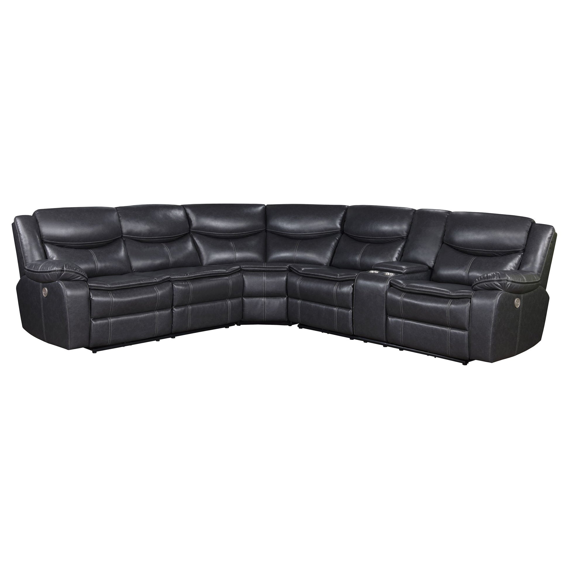 Salerno - Upholstered Power Reclining Sectional Sofa - Dark Gray Furniture Max