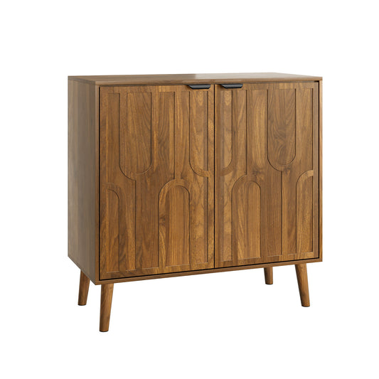 Farmhouse Style Sideboard Buffet Cabinet With Storage Bar Cabinet - Walnut Home Essentials