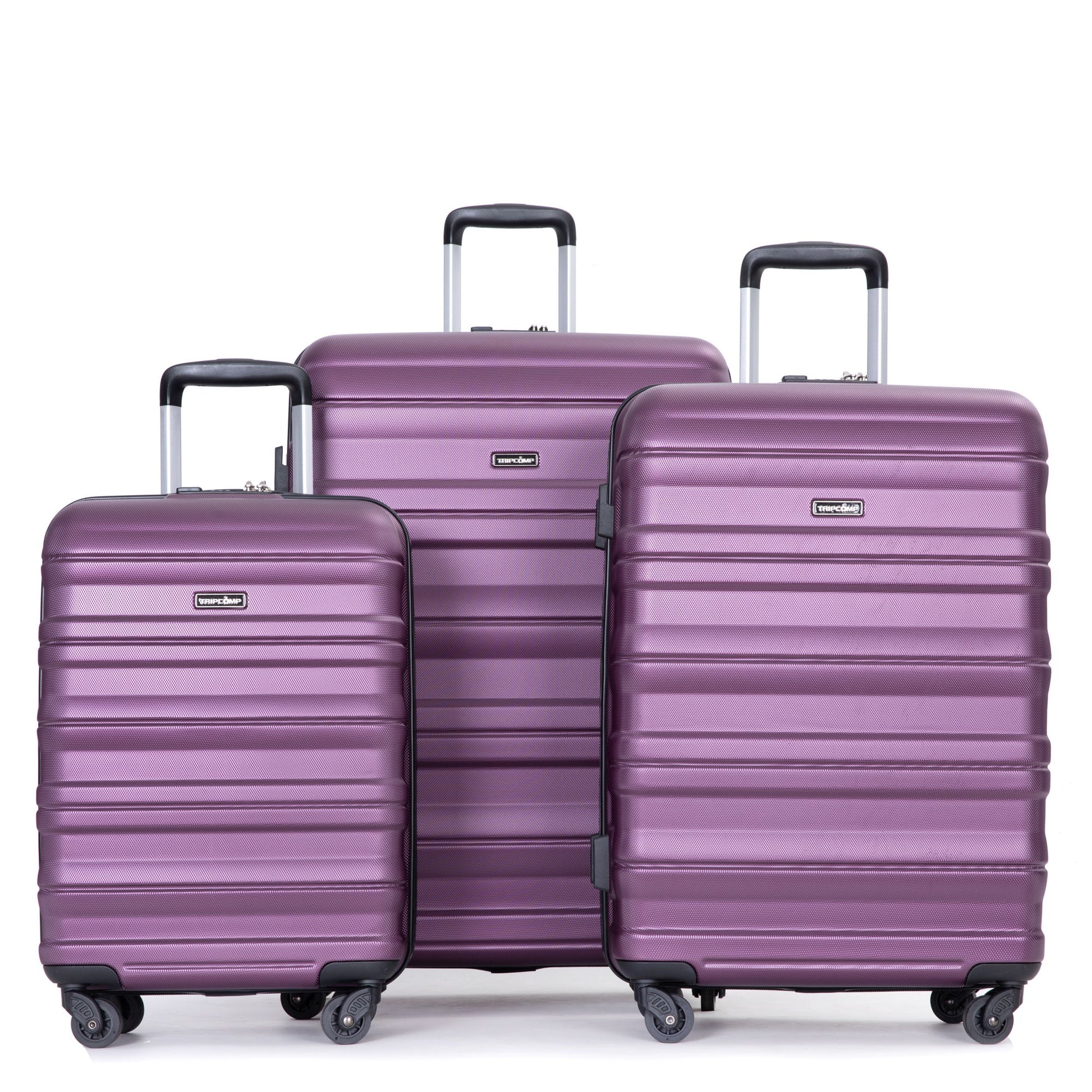 Expandable 3 Piece Luggage Sets Pc Lightweight & Durable Suitcase With Two Hooks, Spinner Wheels, Tsa Lock, (21/25/29) - Dark Purple Daily Nest