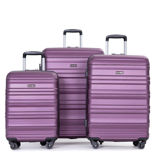 Expandable 3 Piece Luggage Sets Pc Lightweight & Durable Suitcase With Two Hooks, Spinner Wheels, Tsa Lock, (21/25/29) - Dark Purple Daily Nest