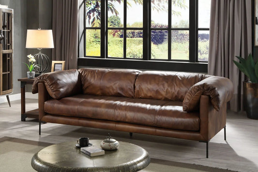 Jaron - Top Grain Leather Sofa - Mocha Acme