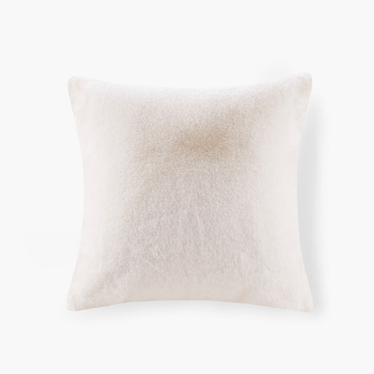 Sable - Solid Faux Fur Square Decor Pillow - Ivory