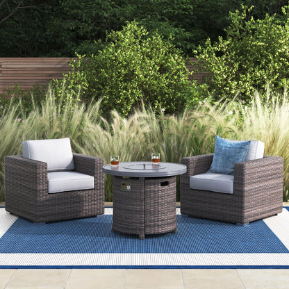 Rattan Patio Set With Comfortable Cushions And Fire Pit LSI Patio Furniture