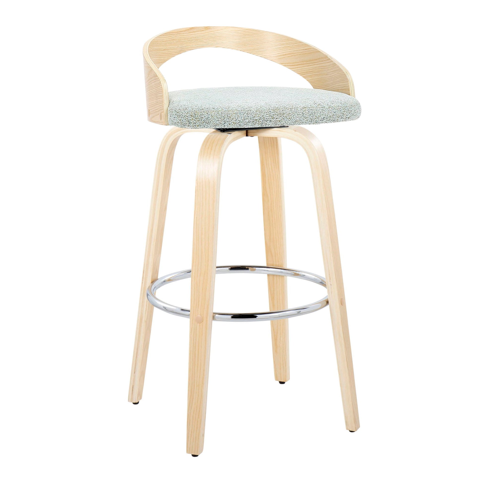 Grotto - Contemporary Fixed-Height Barstool With Swivel With Round Footrest (Set of 2) Lumi Source