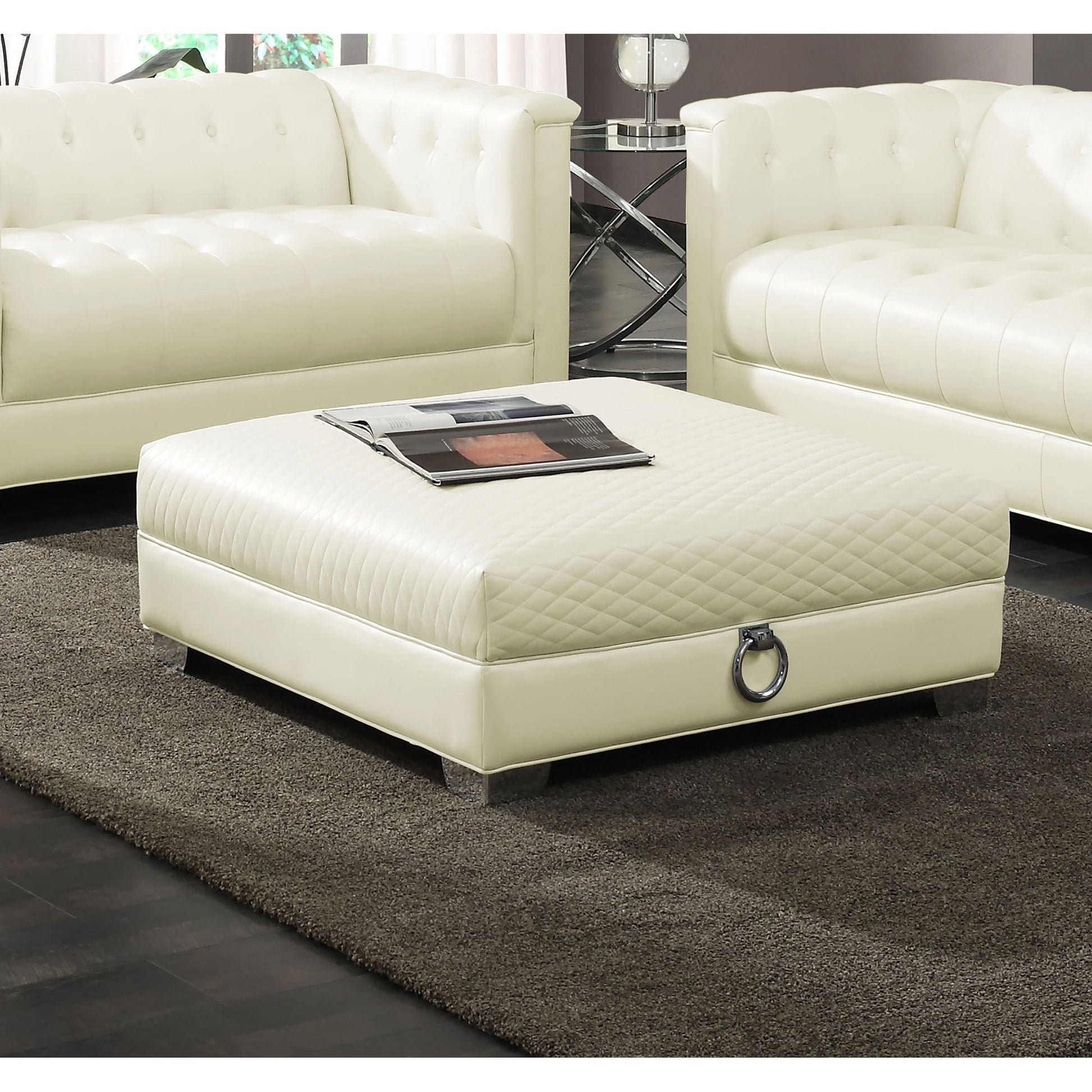 Cordelia - Square Ottoman - White Furniture Max