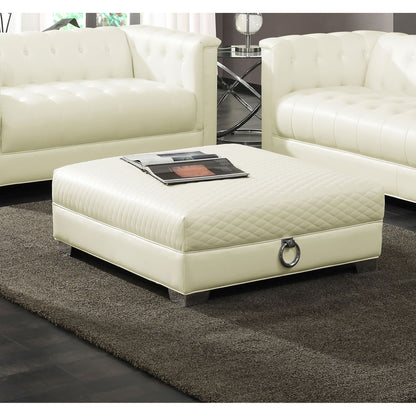 Cordelia - Square Ottoman - White Furniture Max