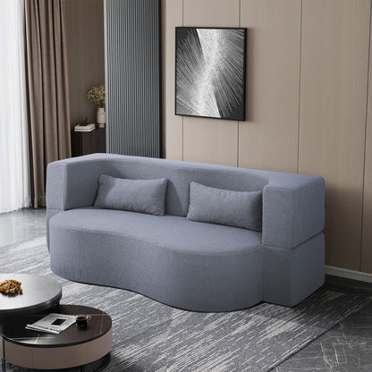 2 In 1 Convertible Full Size Folding Loveseat Couch With Soft Teddy Fabric Home Essentials