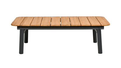Zara - Dowel Frame Patio Coffee Table With Teak Top - Black / Natural / Teak Jennifer Taylor Home