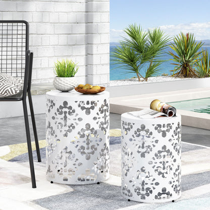 Outdoor Metal Modern Design End Table Noble House