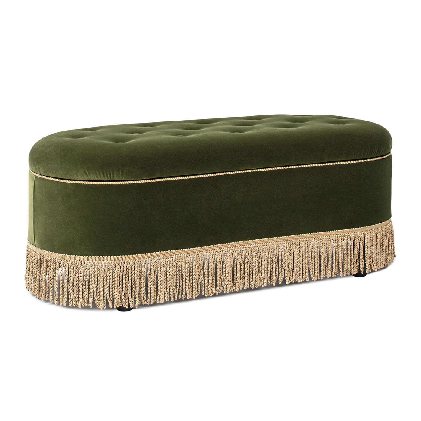 Melinda - Oval Tufted Bullion Fringe Storage Bench Jennifer Taylor Home