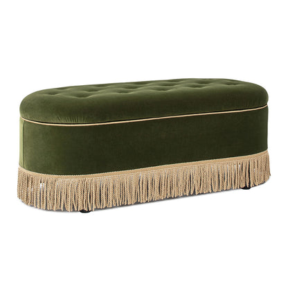 Melinda - Oval Tufted Bullion Fringe Storage Bench Jennifer Taylor Home