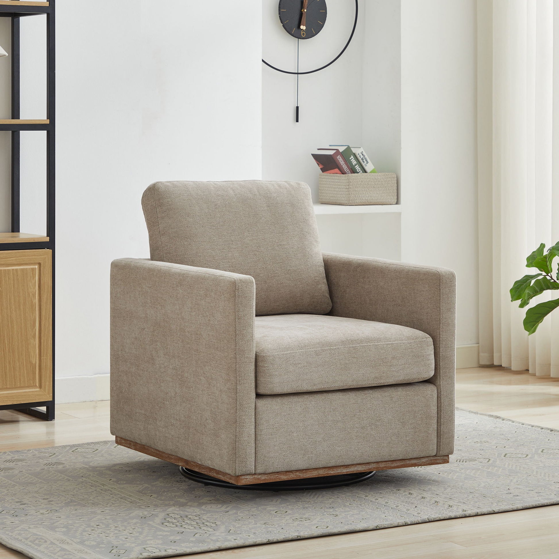 Square Upholstered Swivel Accent Chair Home Essentials