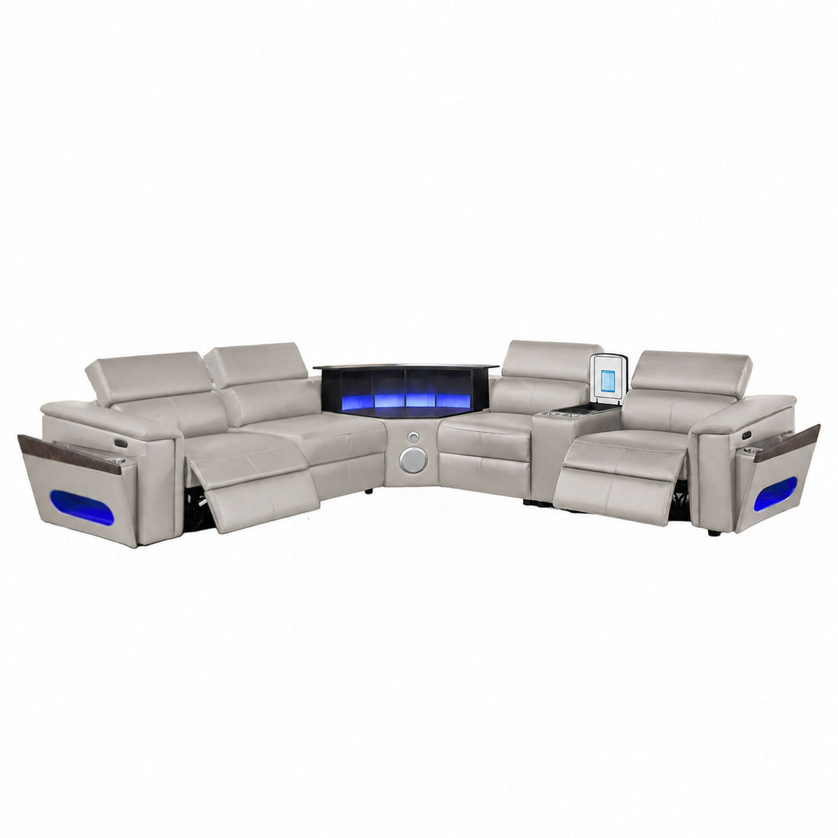 Nova - Sectional With Bluetooth Speaker, LED And Lifting Wine Cabinet Matrix Furniture Group