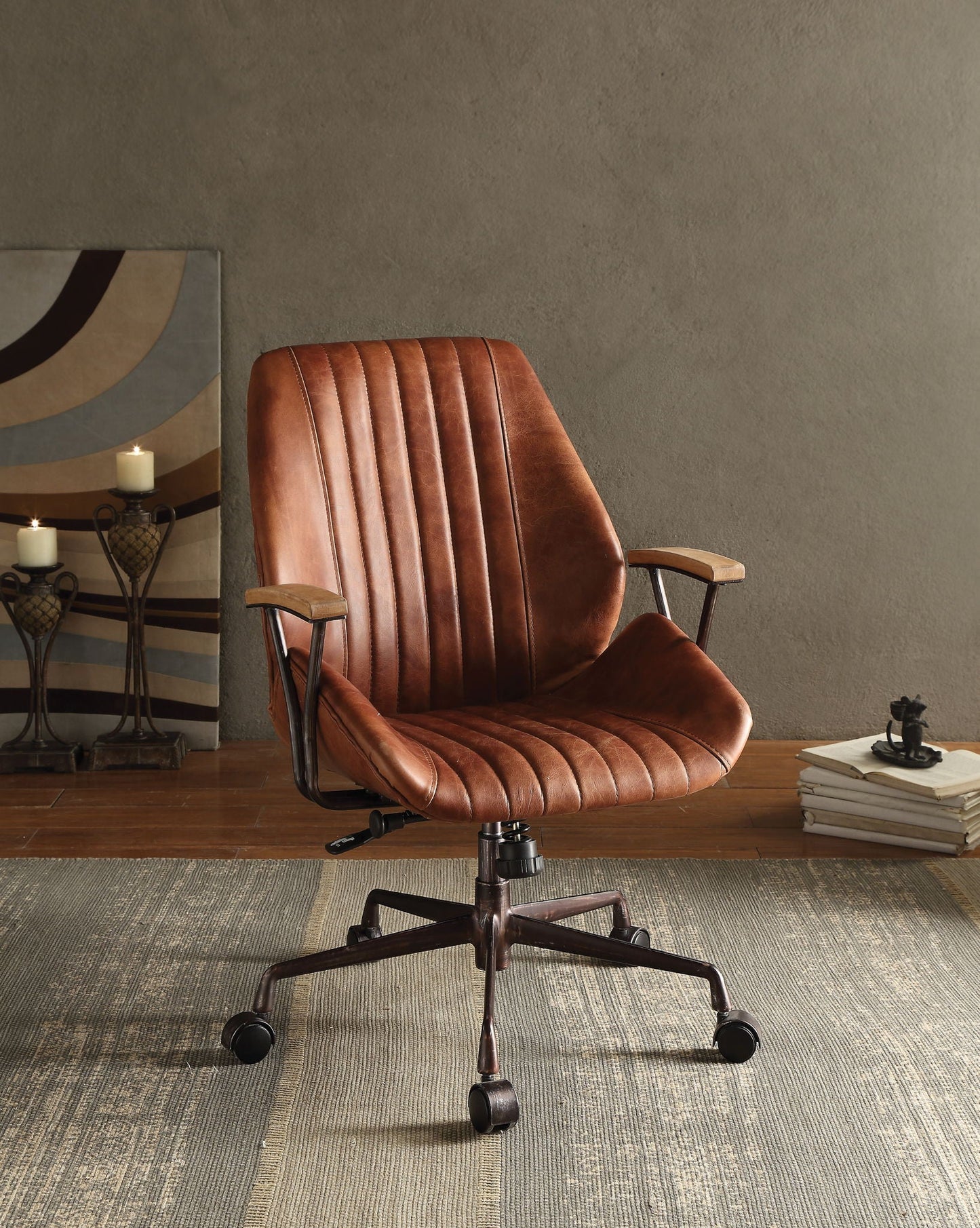 Brancaster - Aluminum Top Grain Leather Office Chair - Coffee Acme