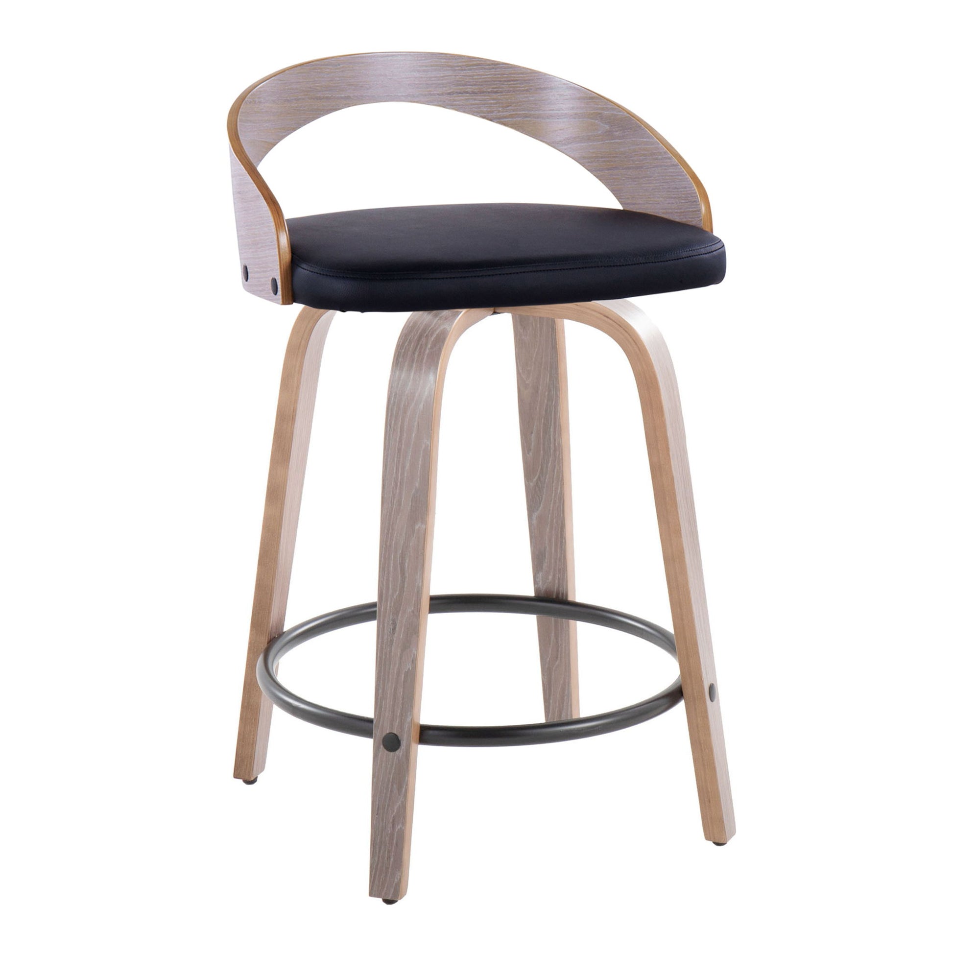 Grotto - Contemporary Fixed Height Counter Stool & Swivel With Round Footrest (Set of 2) Lumi Source