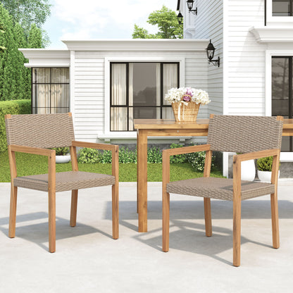Outdoor Dining Chairs For Patios, Gardens (Set of 2) - Light Brown Multi / Light Teak Noble House
