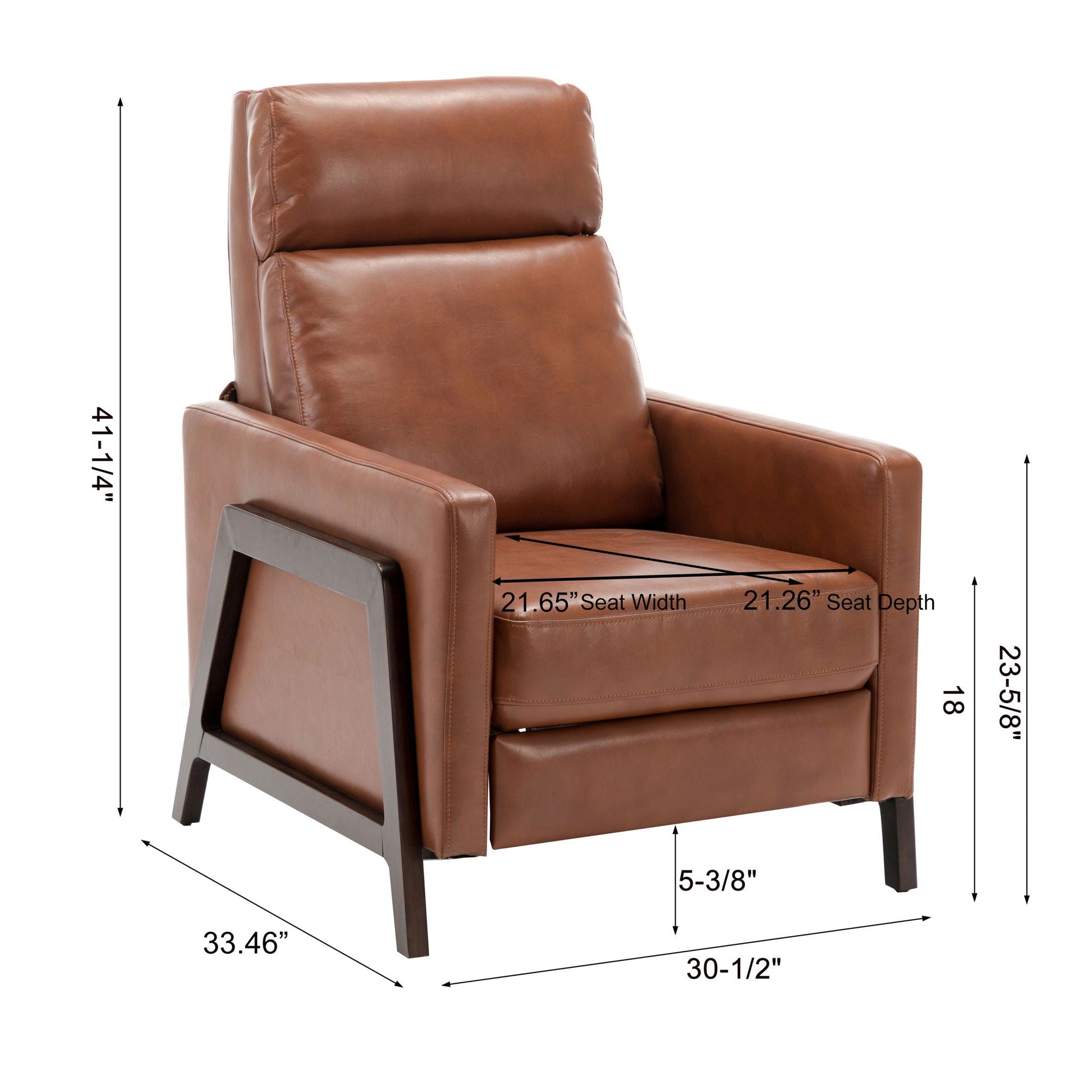 Mid Century Modern Madeline Push Back Recliner - Caramel Home Essentials