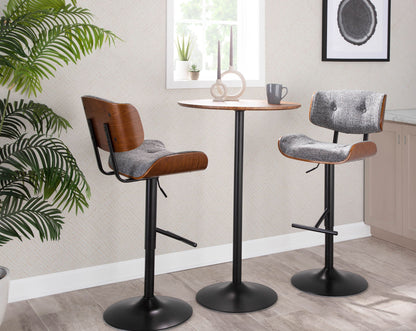 Pebble - Mid-Century Modern Adjustable Dining Or Bar Table - Walnut / Black Lumi Source