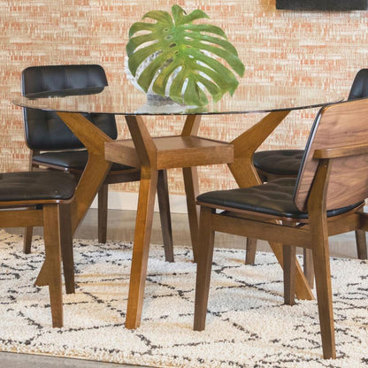 Paxton - Round Glass Top Wood Dining Table - Nutmeg Coaster Fine Furniture